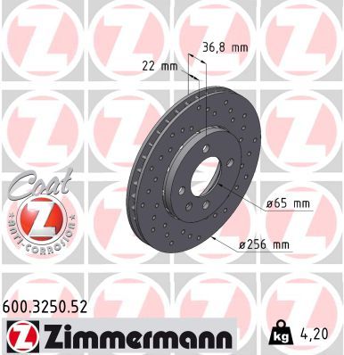 ZIMMERMANN 600.3250.52 Brake Disc
