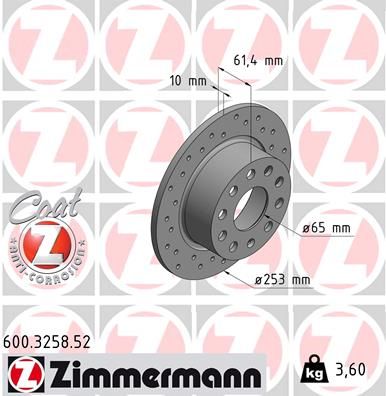 Brake Disc ZIMMERMANN 600.3258.52