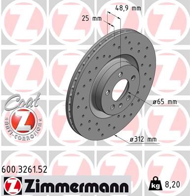 Brake Disc ZIMMERMANN 600.3261.52