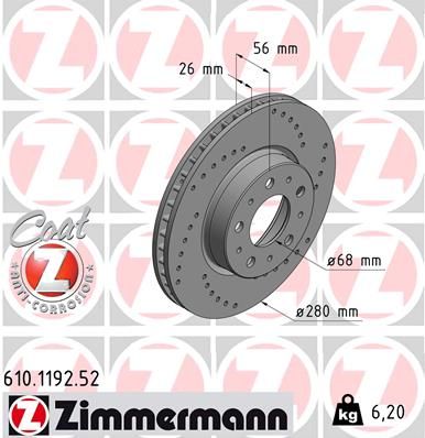 Brake Disc ZIMMERMANN 610.1192.52