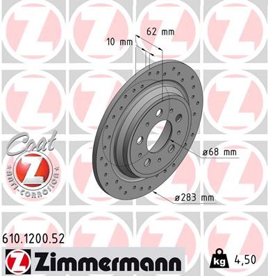 Brake Disc ZIMMERMANN 610.1200.52