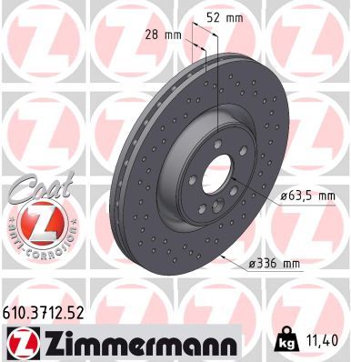 Brake Disc ZIMMERMANN 610.3712.52