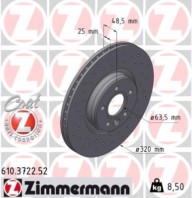 Brake Disc ZIMMERMANN 610.3722.52