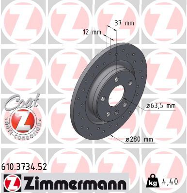 Brake Disc ZIMMERMANN 610.3734.52