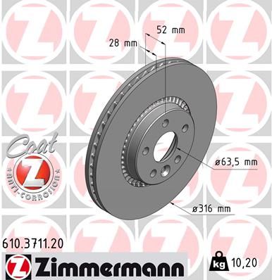 Brake Disc ZIMMERMANN 610.3711.20