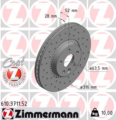 Brake Disc ZIMMERMANN 610.3711.52
