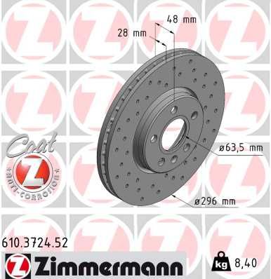 Brake Disc ZIMMERMANN 610.3724.52