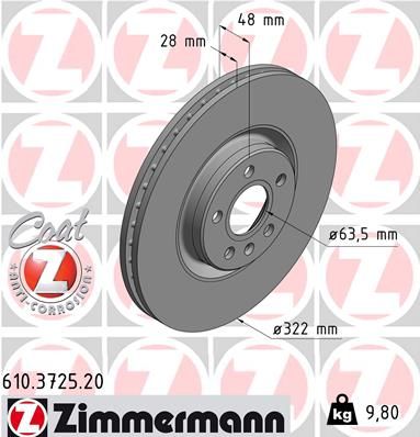 Brake Disc ZIMMERMANN 610.3725.20